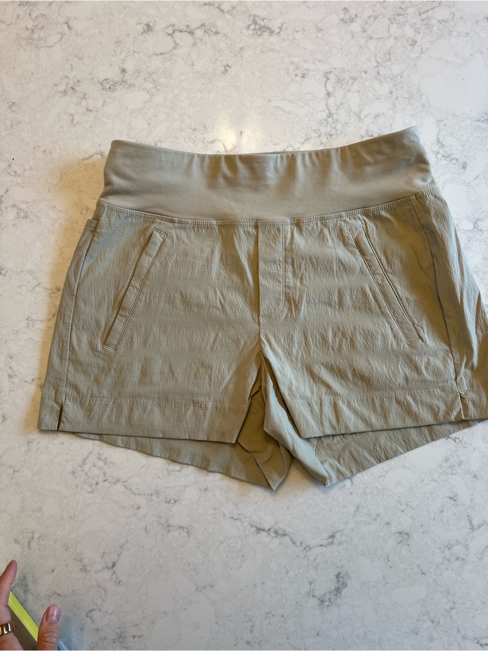 Athleta Light Khaki High-Rise Athletic Shorts